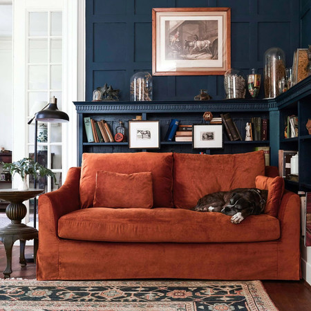 Cognac velvet cover for Ikea Farlov sofa 