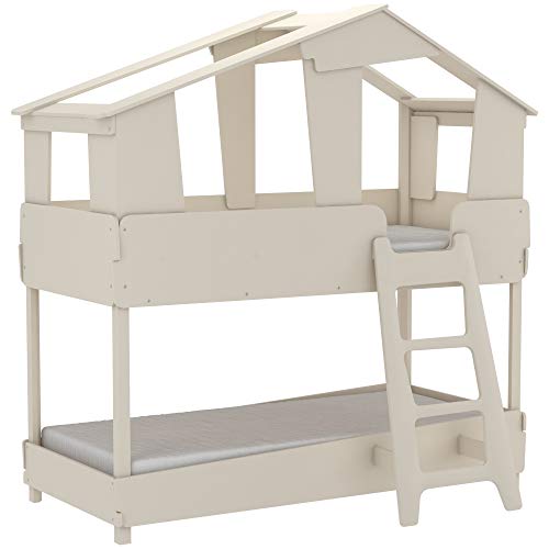 Miroytengo Child bunk bed Shape cottage house Original design Beige Unisex with SOMIERES 90x200