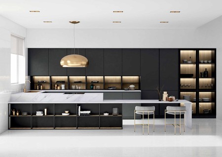 Kitchen in black and gold
