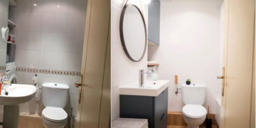 The Before and after a bathroom (with washing machine), after a reform without works that takes care of the details