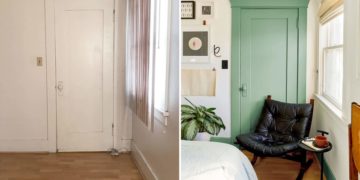 a bedroom, very personal and full of details, which goes green