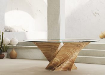 Natuzzi celebrates its 60th anniversary with a limited edition of the Torsion table, designed by Mario Bellini