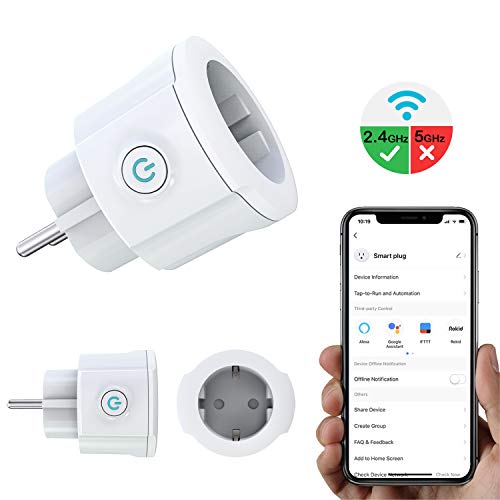 MoKo WiFi Smart Plug, 16A Wireless Smart Mini Power Plug Switch Socket Works with Alexa Echo Google Home, App Remote Control and Timer Function, No Hub Required