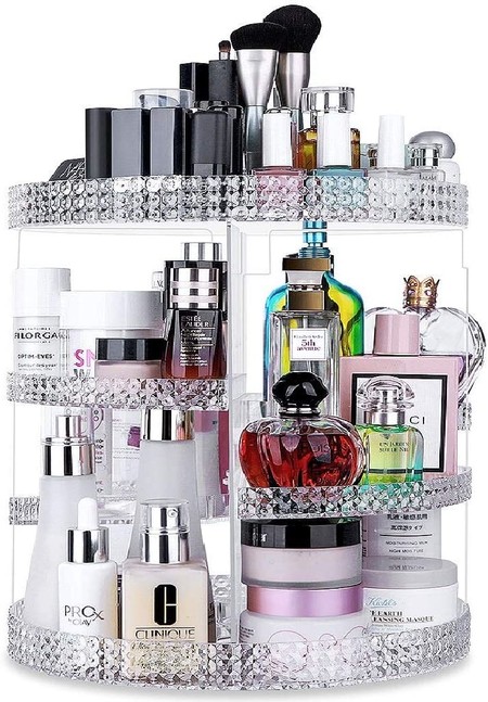 Rotating tray for perfume and makeup