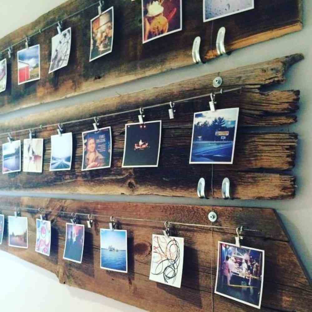 photos placed on wood