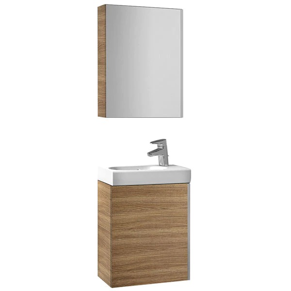 Conjunto de baño de mueble armario con lavabo y armario con espejo Mini Roca