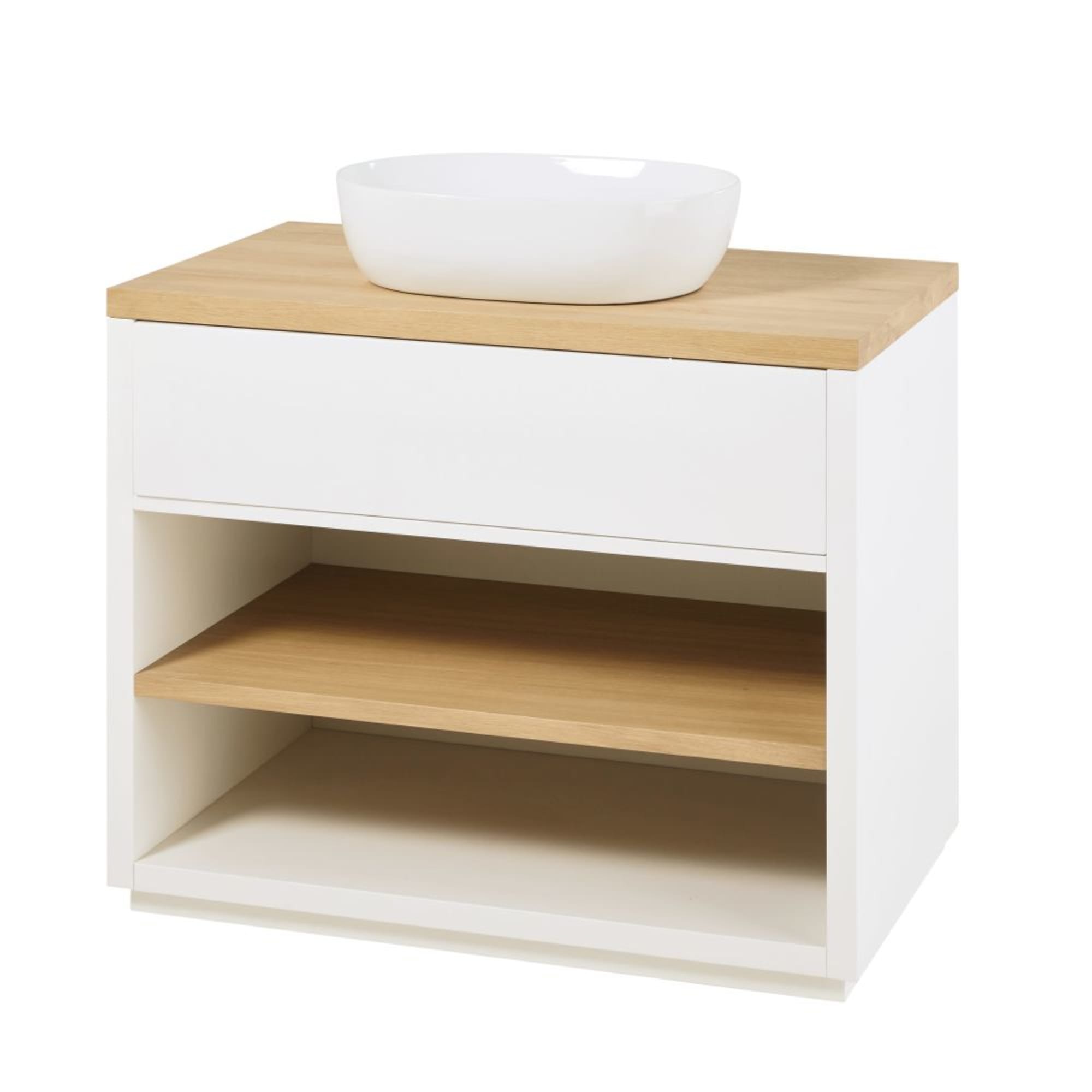 Mueble de lavabo blanco con 1 cajón