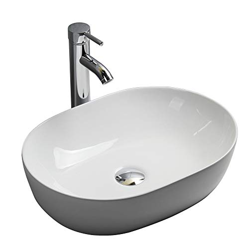 Gimify Lavabo Sobre Encimera Cerámica de Baño Blanca 49x36x13.5cm