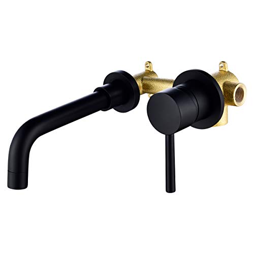 CIENCIA BB6083A - Grifo monomando de pared de latón negro para lavabo o lavabo