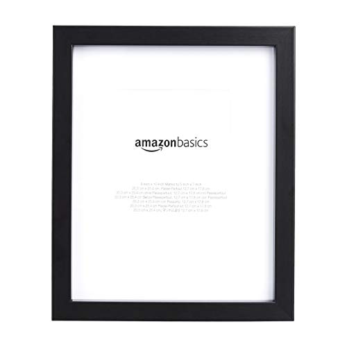 AmazonBasics – Marco para fotos con paspartú, 20 x 25 cm con paspartú de 13 x 18 cm, Negro, Pack de 2 uds