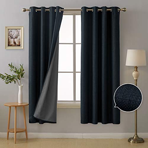 Deconovo Cortina Opaca Aislamiento Térmico con Reducción de Ruido Cortinas de Ventana 2 Paneles 132 x 183 cm Azul Marino