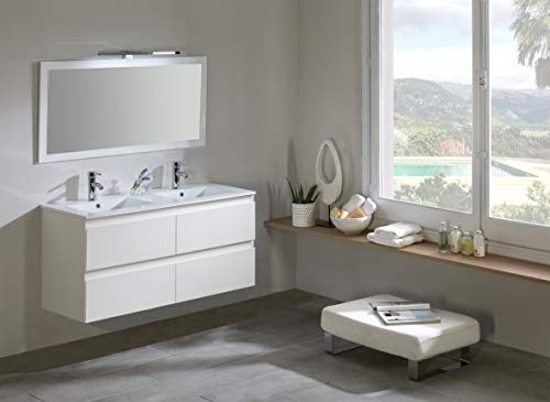 Modulintel Conjunto de baño, Melamina, Blanco, 120 cm