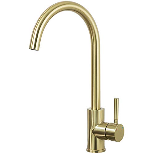 Grifo monomando GAPPO para fregadero de cocina, sin plomo, arco alto, monomando de una sola palanca, para antes del baño, dorado