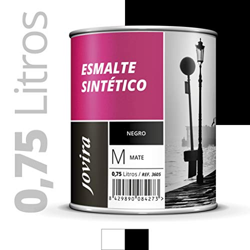 ESMALTE SINTÉTICO MATE. Para la protección y decoración de superficies de madera, hierro y acero. (750 ML, NEGRO)