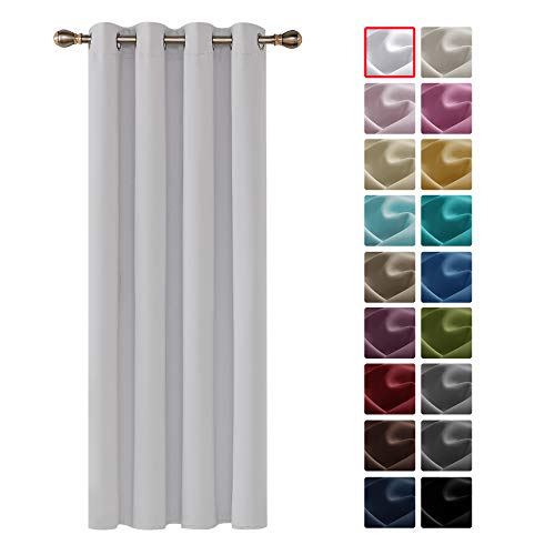 Deconovo Cortinas Opacas para Habitacion Aislamiento Térmico con Ojales 1 Pieza 132 x 183 cm Blanco Grisáceo