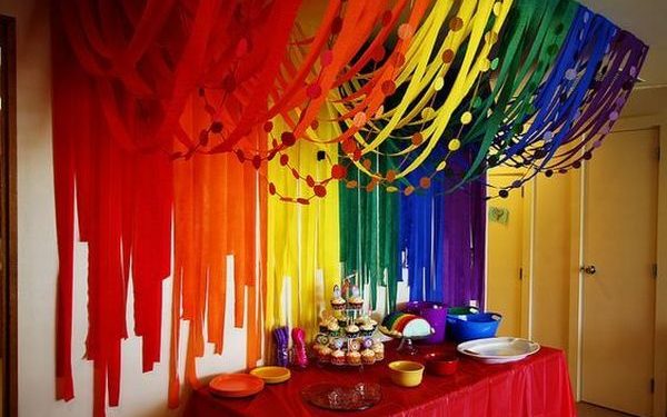 Crepe Paper Curtain: How To Make, 20 Ideas