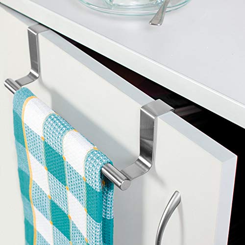 Tatkraft Horizon Door Towel Rack, Kitchen and Bathroom Cloth Hanger, Stainless Steel