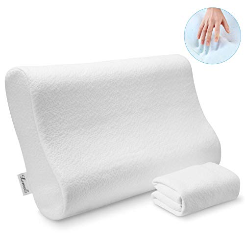 Levesolls Memory Foam Pillow with Adjustable Height Heatsink Gel Ergonomic Design Reduces Neck Pain with 2 Bamboo Covers