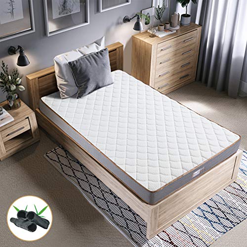 BedStory Viscoelastic Bamboo Mattress 90x190CM Mattresses for Bed Hotel Viscoelastic Medium Firmness Anti-mites and Hypoallergenic