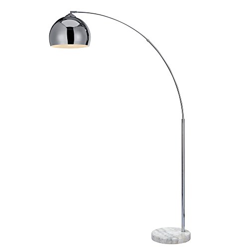 Versanora Arquer Arco Floor Lamp with Shade and Marble Base, 50 W, Copper and White, 31x110x174cm