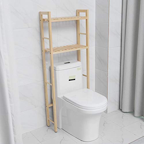 EBTOOLS 2 Tier Wooden Storage Shelf for Bathroom WC Above Toilet Compact Organizer Toilet