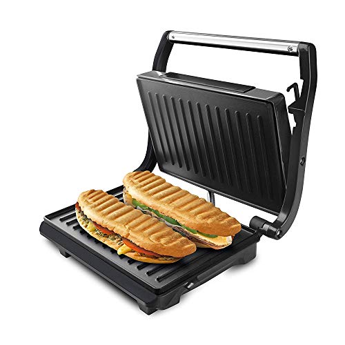 Taurus Grill & Toast - Sandwich Maker with Non-Stick Grill Plates, 700 W, Tilting Lid, Fixed Locking Hook, Grease Tray, Black