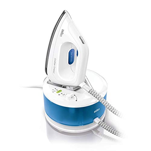 Braun Hogar CareStyle Compact IS2043 Ironing Center, 3D Eloxal Plus Sole, Constant Steam, 2200 W, 1.3 liters, White / Blue