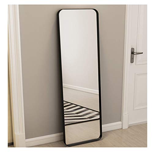 ZLDJ Full Length Mirror Sassy Modern Floor Mirror Standing Leaning Against Wall Black Metal Frame Full Length Mirror (Size: Black 45x120cm)