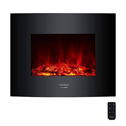 Cecotec Electric fireplace Ready Warm 2600 Curved Flames.  Size 26", maximum power 2000 W, 2 power levels, 25 m2 coverage area, Remote control, Curved tempered glass panel