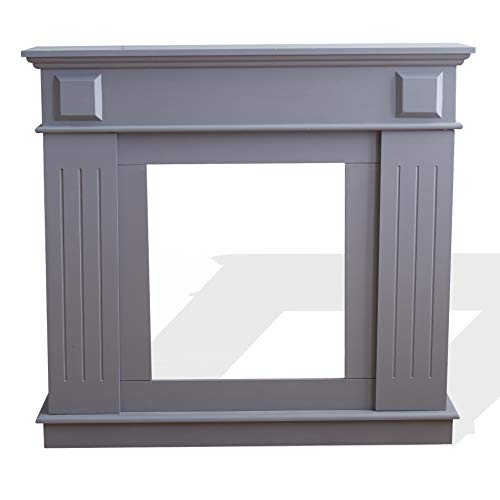 Rebecca Mobili Decorative Fireplace Frame, Fake Fireplace, Modern Style, Gray, MDF, Bedroom- Measurements: 100 x 109 x 26 cm (WxANxF) - Art. RE6053