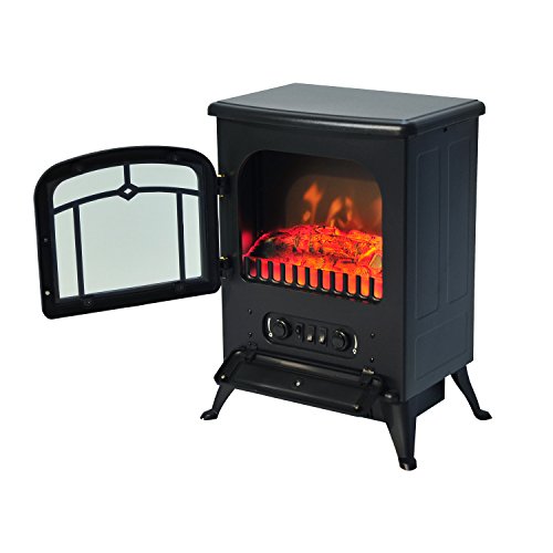 HOMCOM Vertical Electric Fireplace 41.5x28x54.8cm 950 / 1850W Burning Wood Effect (Type 5)