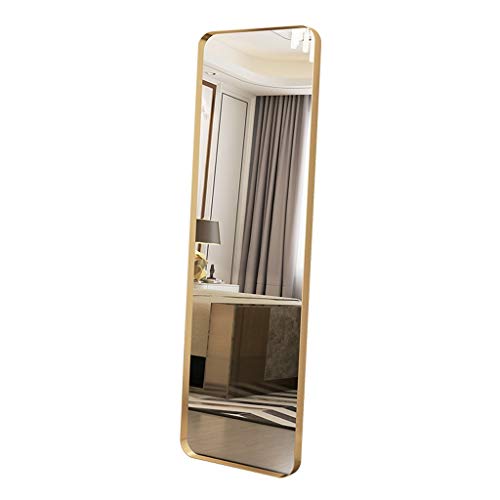 ZLDJ Full Length Mirror Sassy Modern Floor Mirror Standing Leaning Against Wall Black Metal Frame Full Length Mirror (Size: Gold 40x70cm)