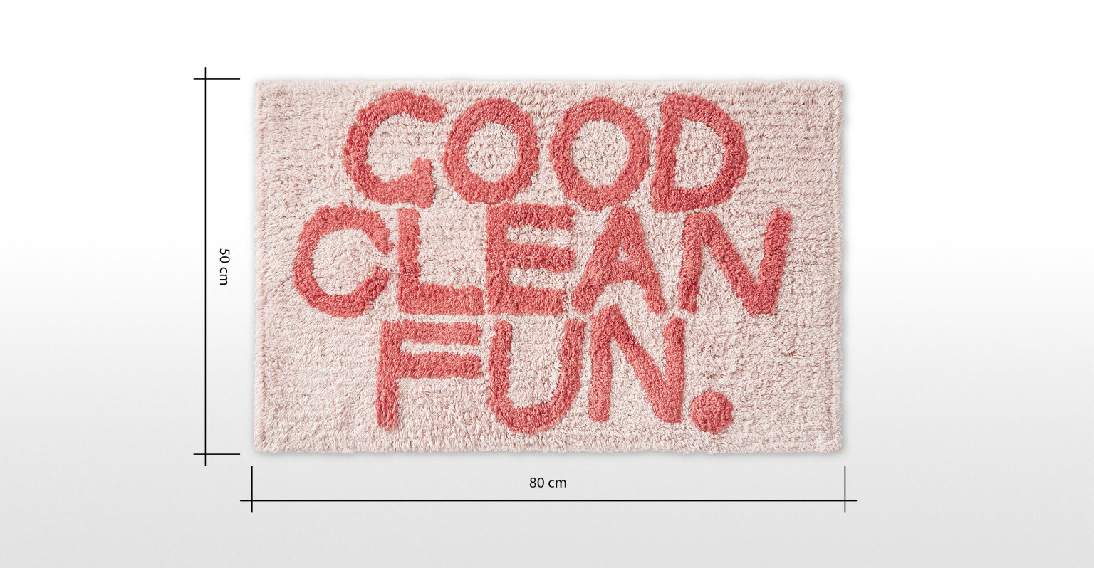 Good Clean Fun. 100% cotton Good Clean Fun bath mat, pink