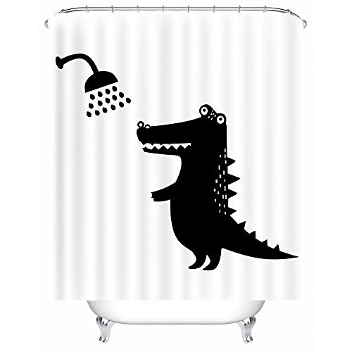 X-Labor Funny Animal Shower Curtain 240 x 200cm Waterproof Mold Resistant Polyester Fabric Bathtub Woven Polyester Crocodile 240 * 200cm (BxH)