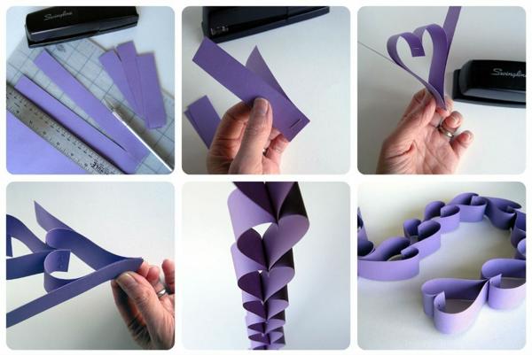 DIY for heart chain with paper