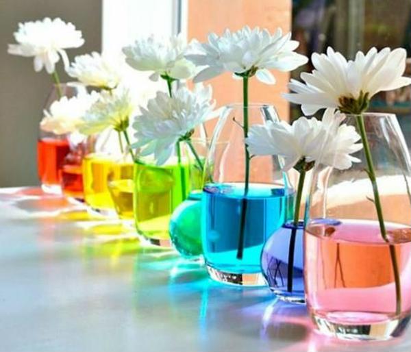 Decorative vases with colored water