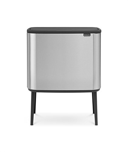 Brabantia Bo Touch Bin Trash Can, Anti-Fingerprint, Stainless Steel, Silver, 11 + 23 liters