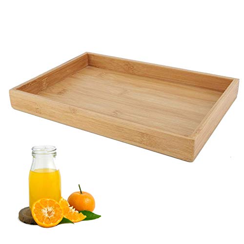 Wooden Tray Set Bamboo Serving Trays Japanese Style Rectangular Food Serving Tray Wooden Serving Trays Bamboo Trays (28 * 19.5 * 3cm)