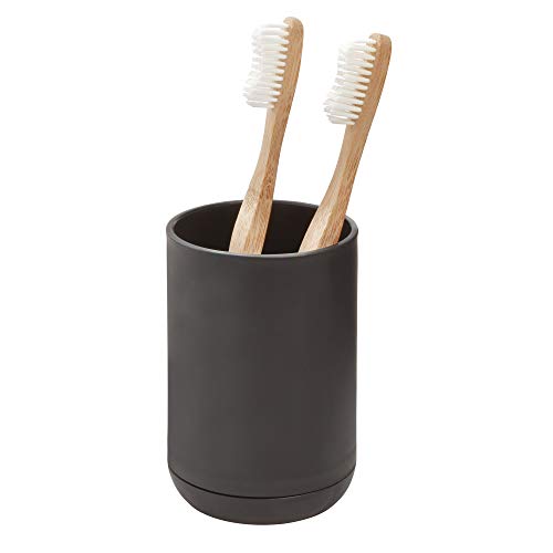 iDesign Cade Sink Toothbrush Holder, Small Plastic Toothbrush Cup, Black, 7.6cm x 7.6cm x 11.4cm