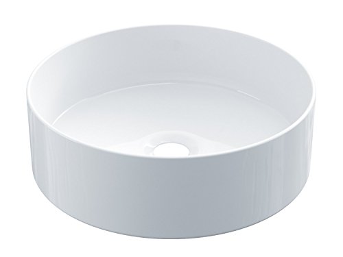 STARBATH PLUS Round White Glossy Ceramic Countertop Washbasin 35 x 35 x 12 cm SFCIL