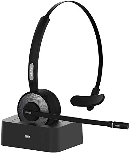 Willful Headphones with Microphones, Bluetooth Headset PC Helmets with Noise Canceling Charging Station, Compatible with PC, iPad, Landline Phone, Skype, Office, Hands-free for Landline Phone