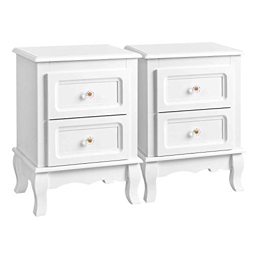 Versa 18790510 Dresser by Night Cabinet White - Wood and Metal, 112x28.8x46.5 cm