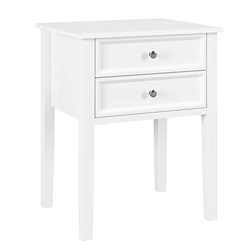 Homfa Bedside Table Side Table with 2 storages for home White 48 × 40 × 60cm