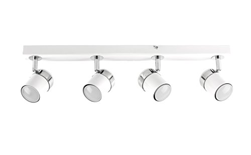 MiniSun - Modern Ceiling Lamp - Bar with 4 Adjustable Spotlights - White Color - Light Strip - Indoor Lighting