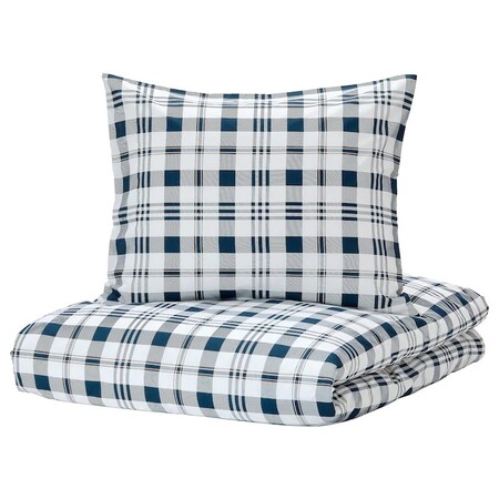 Spikvallmo Duvet Cover 2 Pillowcases White Blue Plaid 0794483 Pe769126 S5