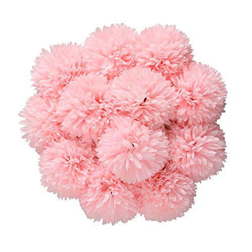 Tifuly Artificial Hydrangea Flowers, 12 Pieces Small Silk Chrysanthemum Flower Ball for Home Garden Office Decoration, Bridal Bouquets, Flower Arrangements (Light Pink)