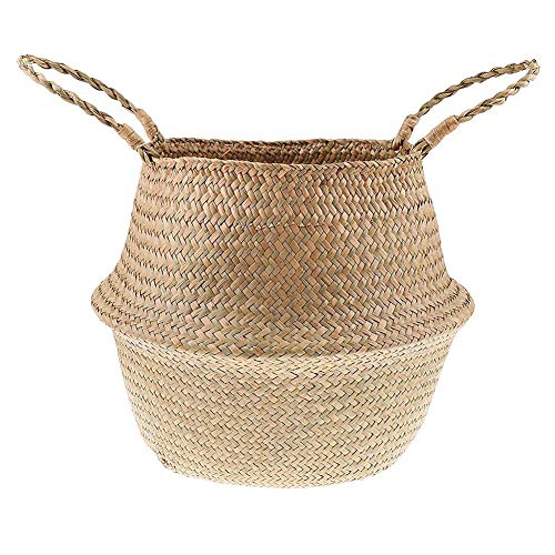 Cozywind Natural Hand Woven Basket, Folding Storage Basket for Laundry, Flowers, Plants, Toys, 45cm x 35cm (XL)