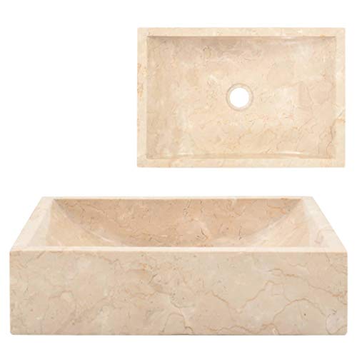 Festnight Bathroom Sinks Countertop Sink Basin 45X30X12 Cm Cream Marble