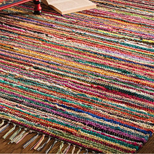 Fair Trade Indian Arts Rag Rug with 100% Recycled Materials, Multicolor 75 x 120cm Multicolor