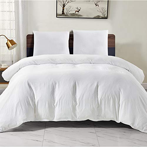 WAVVE Duvet Cover 155x220cm with 2 Pillowcases 80x80cm, Soft and Breathable Microfiber Duvet Cover, White 3pcs